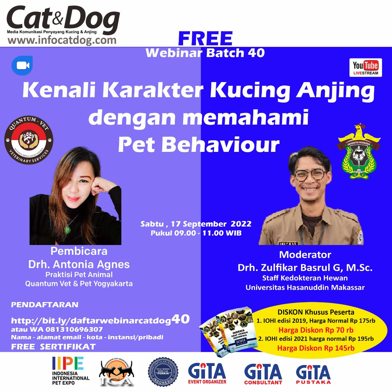 LIVESTREAMING WEBINAR CAT&DOG BATCH 40 “KENALI KARAKTER KUCING ANJING DENGAN MEMAHAMI PET BEHAVIOUR”