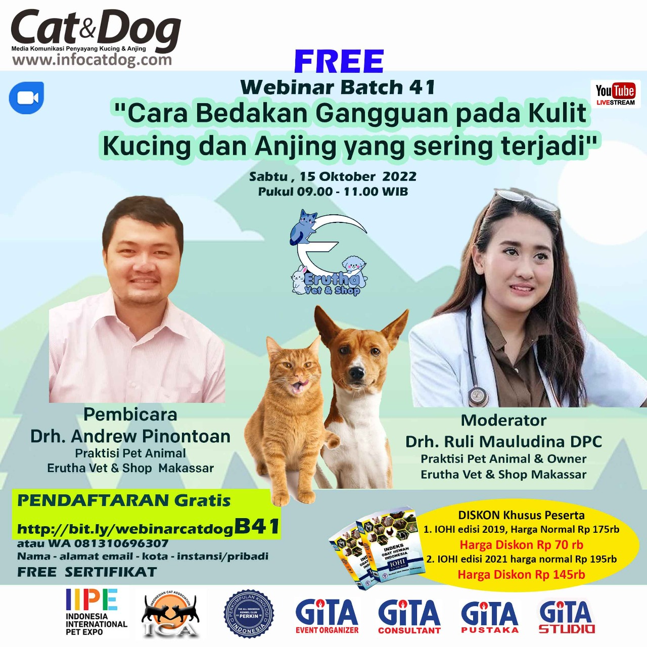 LIVESTREAMING WEBINAR CAT&DOG BATCH 41 “CARA BEDAKAN GANGGUAN PADA KULIT KUCING DAN ANJING YANG SERING TERJADI”