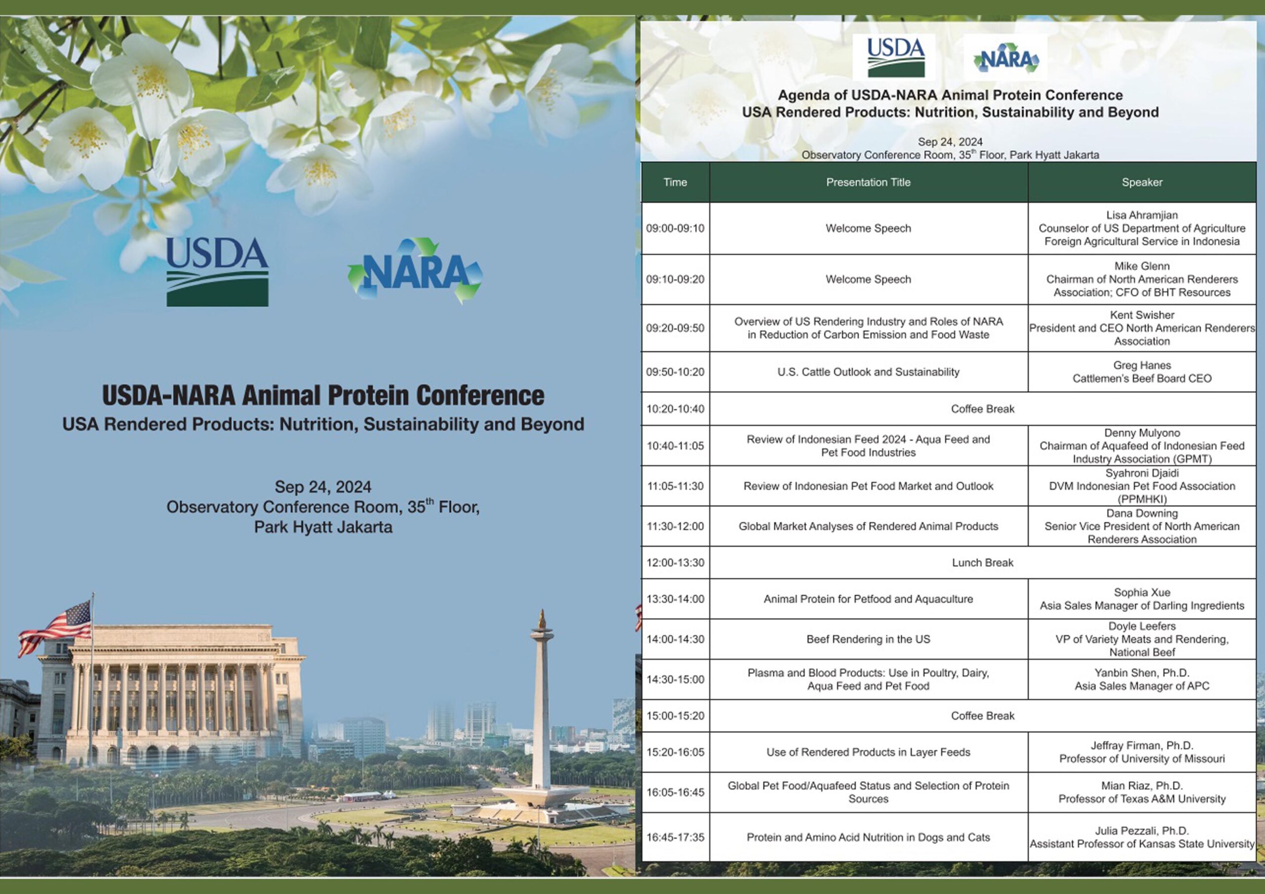 USDA-NARA ANIMAL NUTRITION CONFERENCE USA RENDERED PRODUCTS: NUTRITION, SUSTAINABILITY AND BEYOND